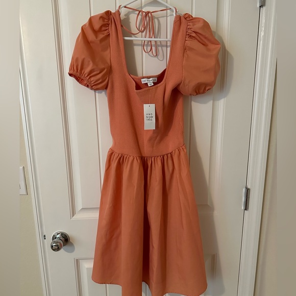 and now this Dresses & Skirts - NWT- AND NOW THIS Coral Puff-sleeve dress- size Large